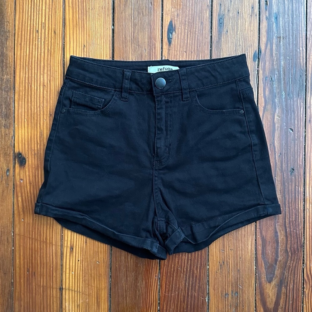 Refuge high waisted black tap/pinup shorts 0